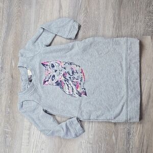 Gymboree 5T owl dress sweatshirt material gray with pockets fall winter